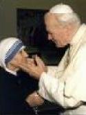 Pope John Paul embraces Mother Theresa